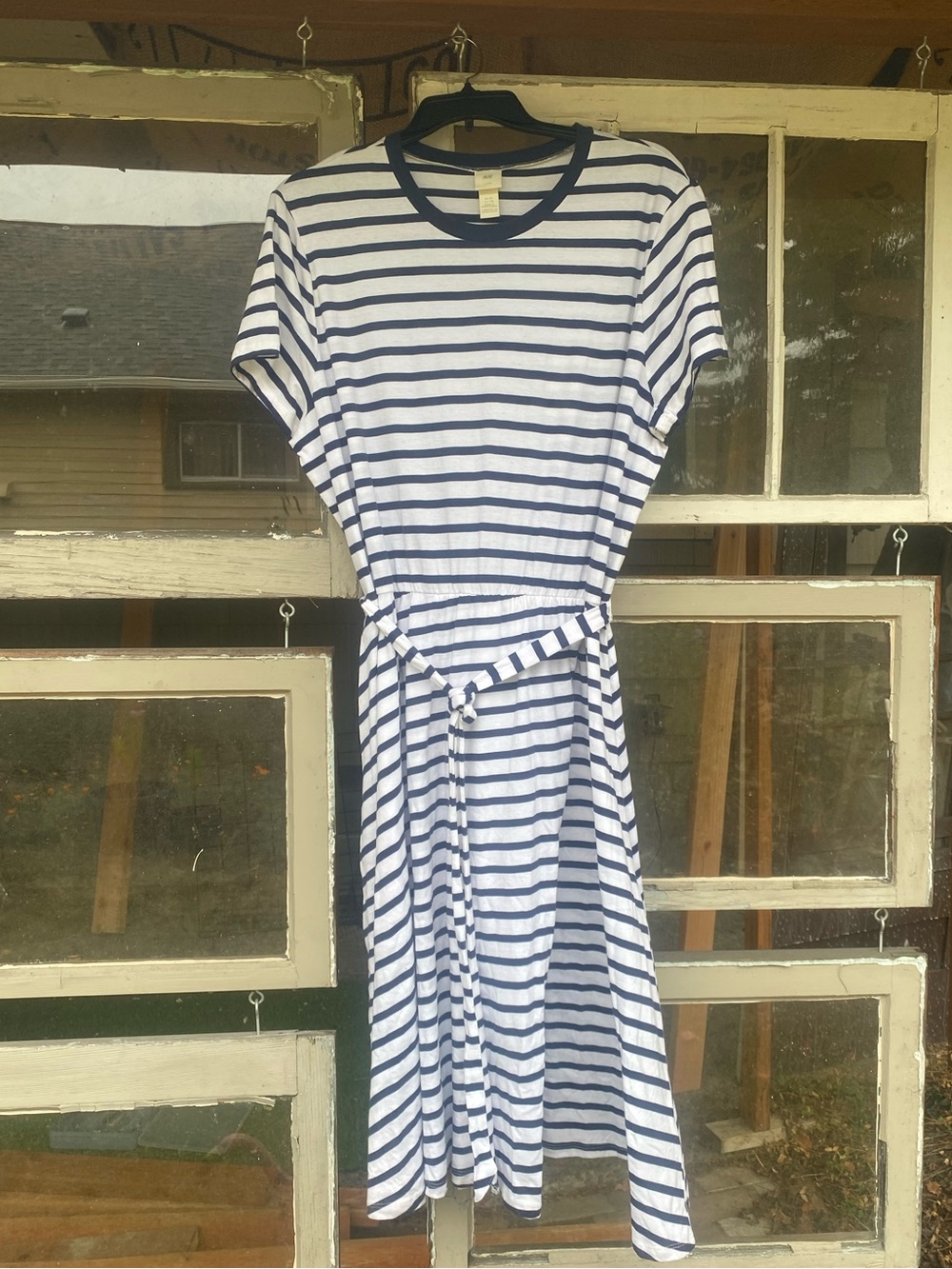H&M striped midi dress with belt XXL plus size